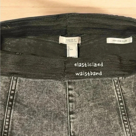 FOREVER 21 super flare denim gray high ruse retro jeans women’s size large - Picture 8 of 10